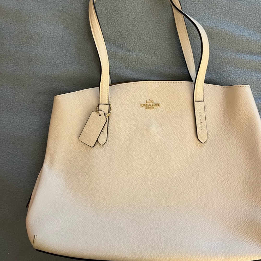 COACH LEATHER HANDBAG LARGE WHITE/Chalk